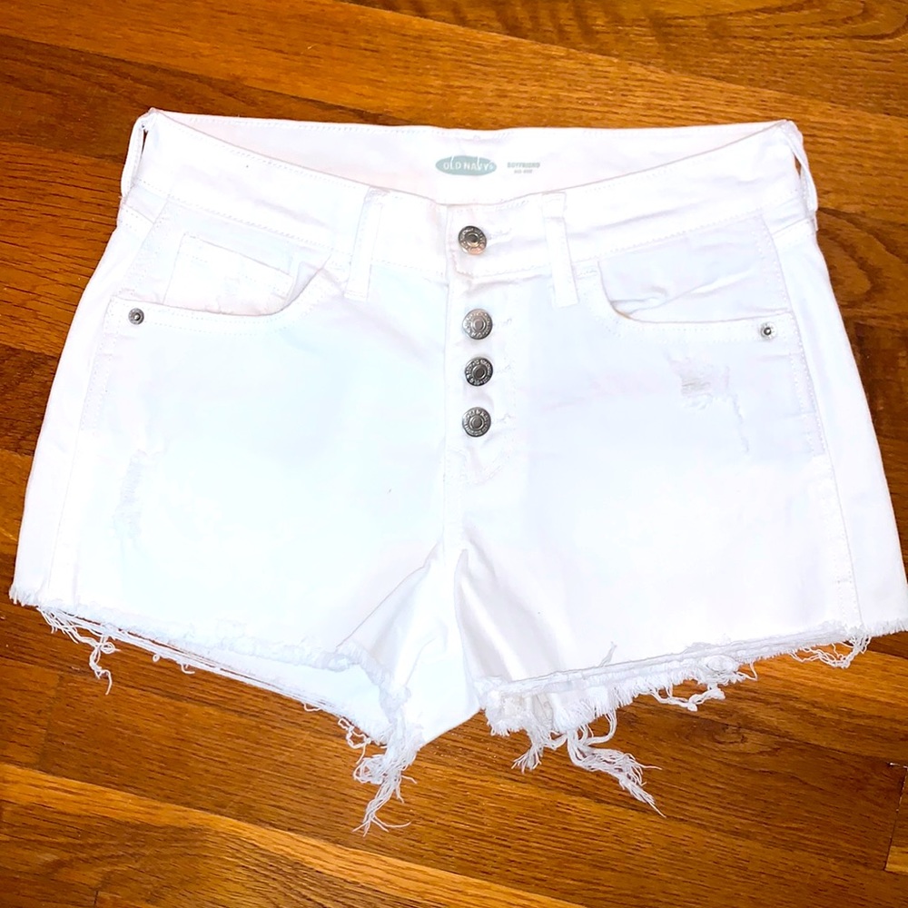 Old Navy white mid-rise denim shorts